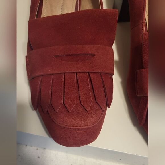 NEW J.Jill "Juliette" Red Suede Kiltie Front Heeled Loafers Sz.10 MSRP $130 - Picture 3 of 8